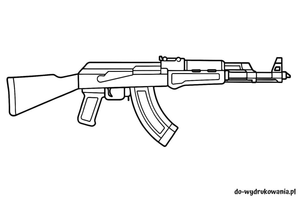 Kolorowanka AK-47 2 do wydrukowania w formacie pdf